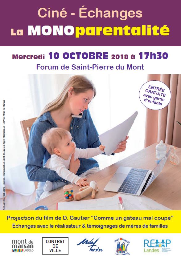 image : Flyer rencontre ciné sur la monoparentalité du 10 octobre 2018 - Mont de Marsan Agglo